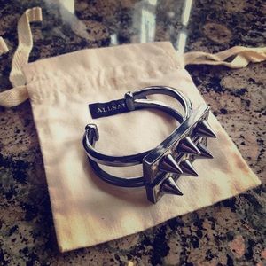 AllSaints snake skin spiked metal cuff bracelet